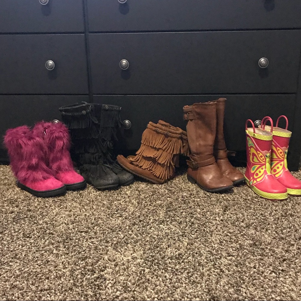 5 pairs of little girls size 10 boots all for $55